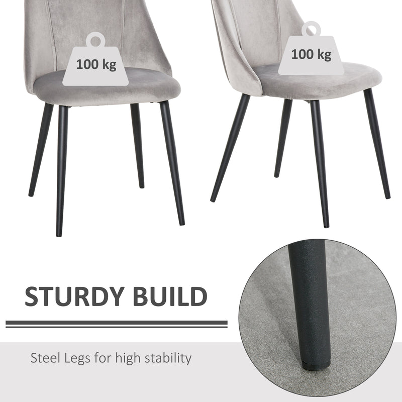 HOMCOM High Back Dining Chairs Velvet-Touch Accent Chairs with Metal Legs