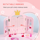 HOMCOM Kids Dressing Table with Mirror and Stool Kids Vanity Table - Pink