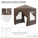 Outsunny 2mx2m Pop Up Gazebo Party Tent Canopy Marquee with Storage Bag Coffee