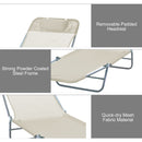 Outsunny Adjustable Sun Bed Garden Lounger Recliner Relaxing Camping Beige