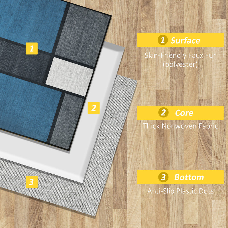HOMCOM Boho Geometric Blue Area Rugs for Bedroom, Home Large Carpet, 80x150 cm