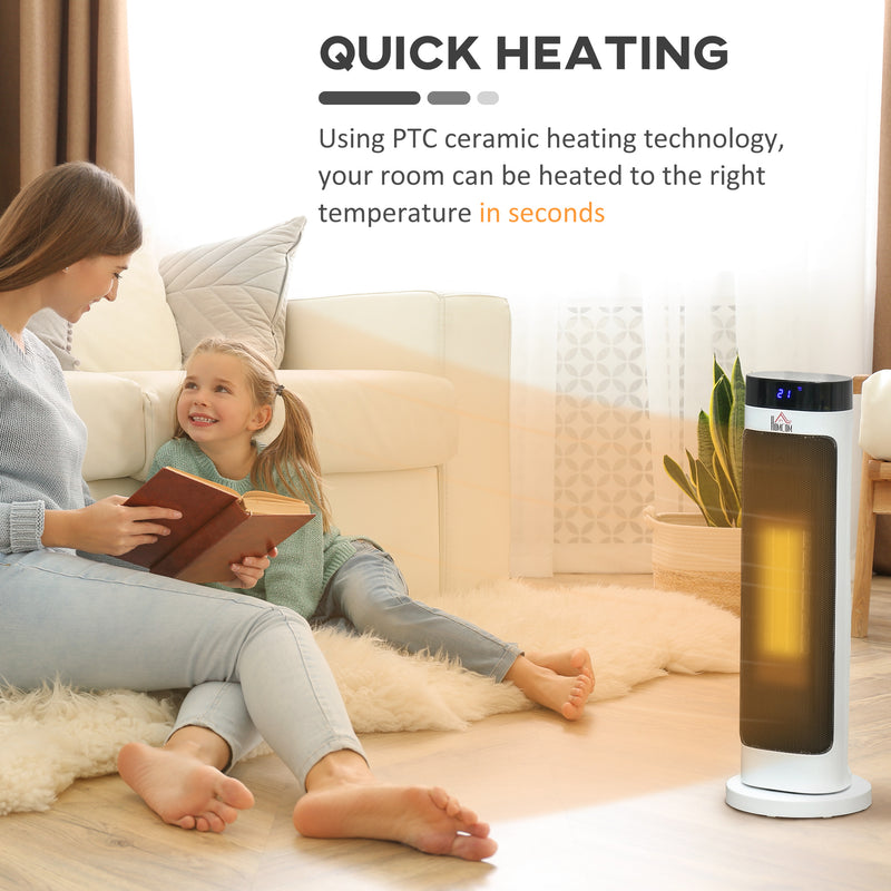 HOMCOM Freestanding Ceramic Space Heater Fan Heater w/ 3 Heat Settings, Black