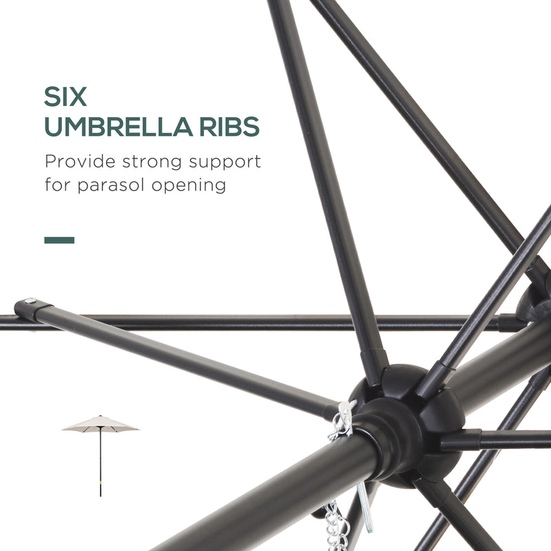 Outsunny 2m Parasol Patio Umbrella, Outdoor Sun Shade with 6 Ribs Cream White