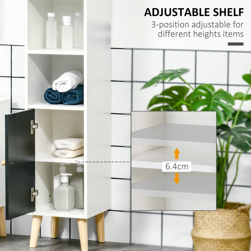 kleankin Bathroom Storage Cabinet W/ Adjustable Shelves and Cabinet, White