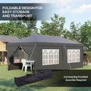 Outsunny 3 x 6m Pop Up Gazebo Height Adjustable Party Tent w/ Storage Bag Black