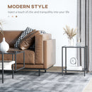 HOMCOM Side Table with Tempered Glass Top, End Table with 2-Tier Storage, Black