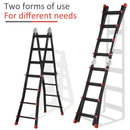 HOMCOM 4M Aluminium Duo Ladder Telescopic Herringbone Multi-Purpose DIY Non-Slip