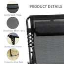 Outsunny Lounger Folding Reclining Camping Bed 5-position Adjustable Black