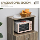HOMCOM Kitchen Storage Unit Microwave Cart Trolley w/ Cabinet Wheels Shelf Grey