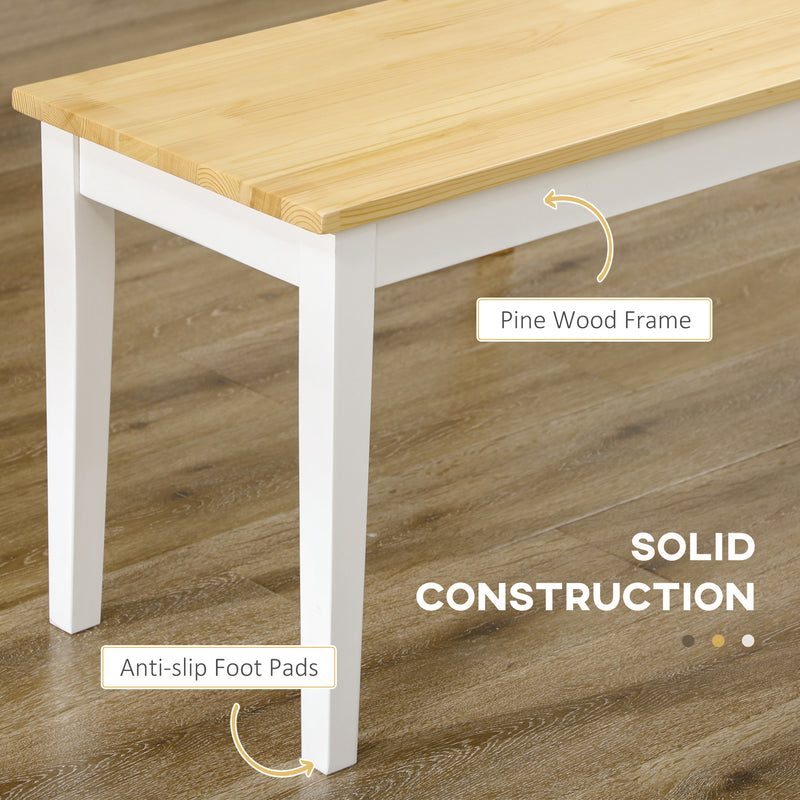 HOMCOM Wood Dining Bench Wooden Bench for 2 People, Natural Wood Effect
