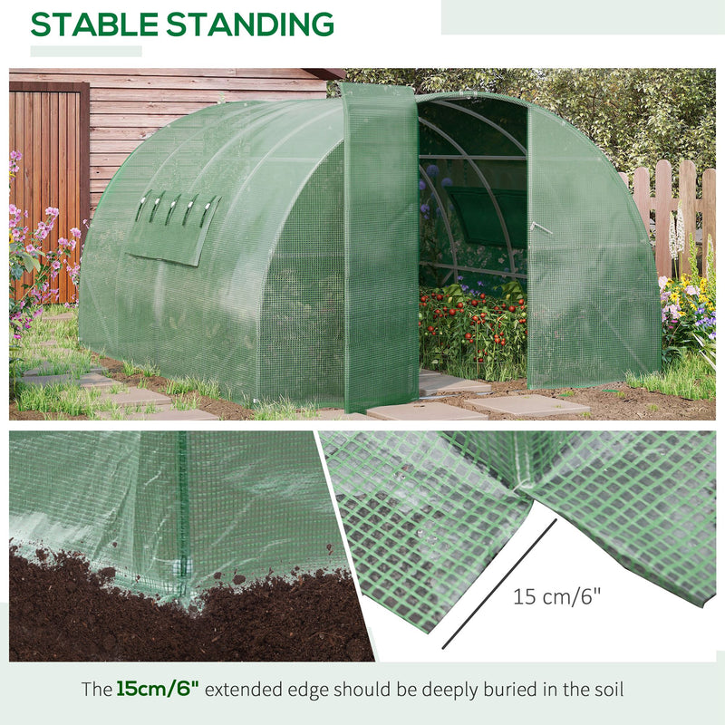 Outsunny  4 x 3M Reinforced Walk-in Polytunnel Garden Greenhouse Steel Frame