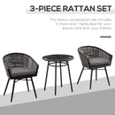 Outsunny 3 PCS Patio Resin Wicker Hand Woven Bistro Set 2 Chairs 1 Coffee Table