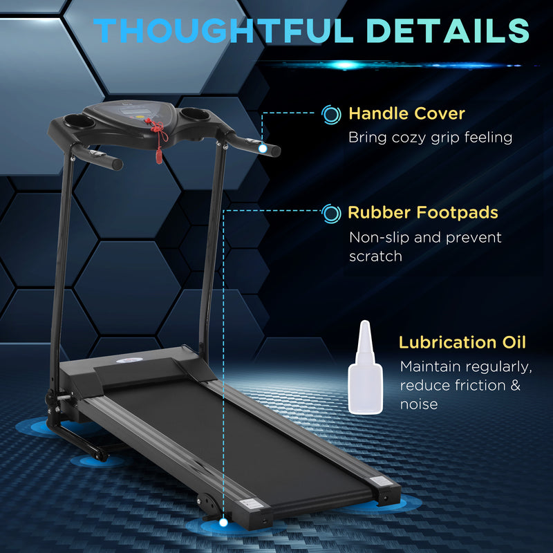 HOMCOM Foldable Motorised Treadmill, Indoor Running Machine w/ LCD Display