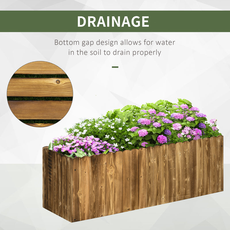 Outsunny Raised Flower Bed Wooden Rectangualr Planter Container Box Garden Wood