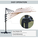 Outsunny 3(m) LED Cantilever Parasol Outdoor with Base Solar Lights Brown