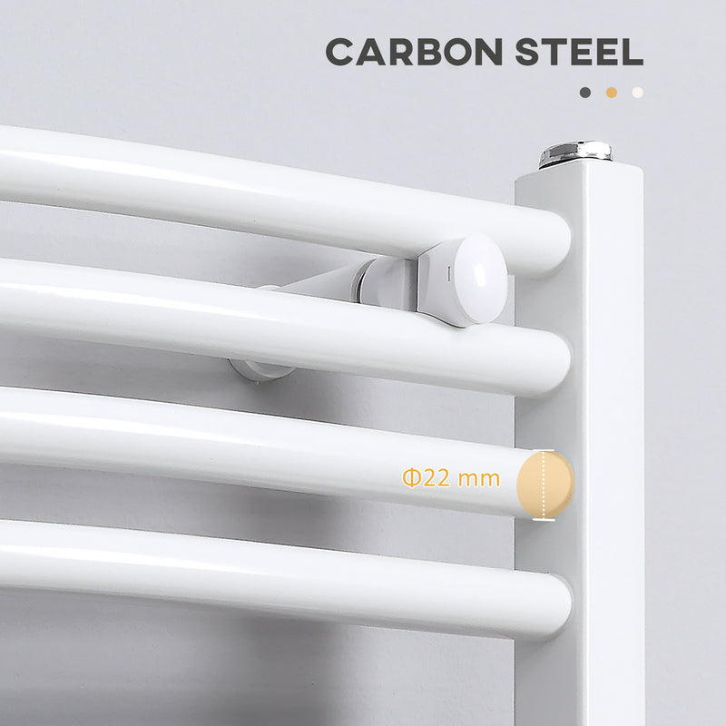 HOMCOM Heated Towel Rail, Hydronic Bathroom Ladder Radiator 600mm x 1200mm White