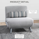 HOMCOM Single Folding 5 Position Convertible Sleeper Chair Sofa Bed Grey, Silver