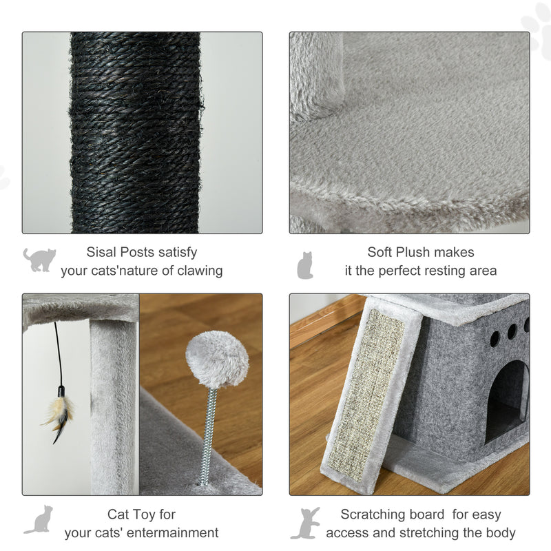 PawHut 255cm Cat Tree Floor To Ceiling Kitty Activity Center With Double Condo