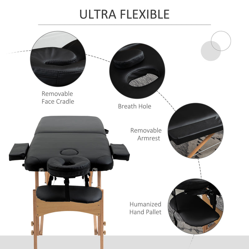 HOMCOM Salon Portable Folding Massage Table Bed Tattoo Therapy  Couch 2 Section