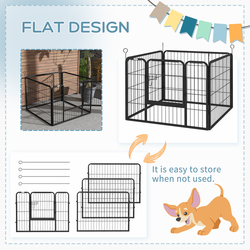 Pawhut Metal Pet Playpen Dog Kennel w/Door Latches In/Outdoor Use 82Lx82Wx60Hcm