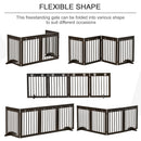 PawHut Pet Gate 4 Panel Wooden Dog Barrier Folding Fence w/ Support Feet