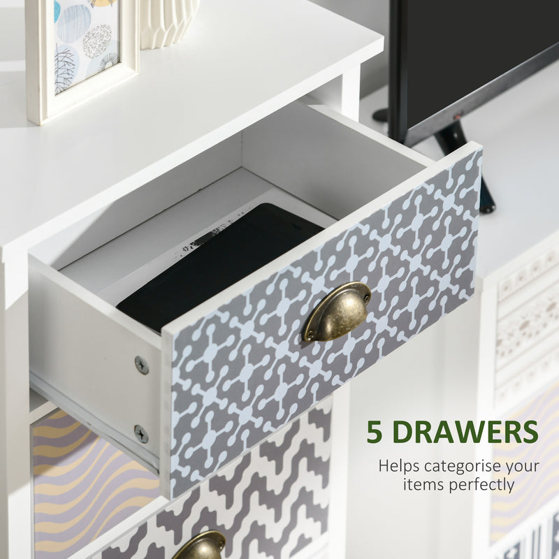 HOMCOM Chest of Drawers, 5 Drawer Unit Storage Chest Bedroom Living Room