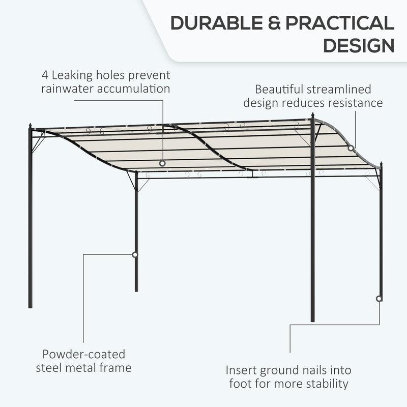 Outsunny 4 x 3M Wall Mounted Awning Free Stand Canopy Shade Porch Pergola Cream