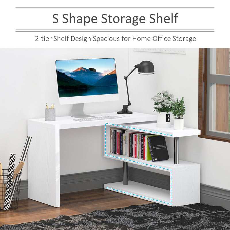 HOMCOM Modern Corner 360° Rotating L-Shaped Computer Desk Writing Table