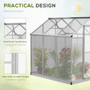 Outsunny 6x6ft Aluminium Greenhouse with/ Door Window Galvanized Base PC Panel