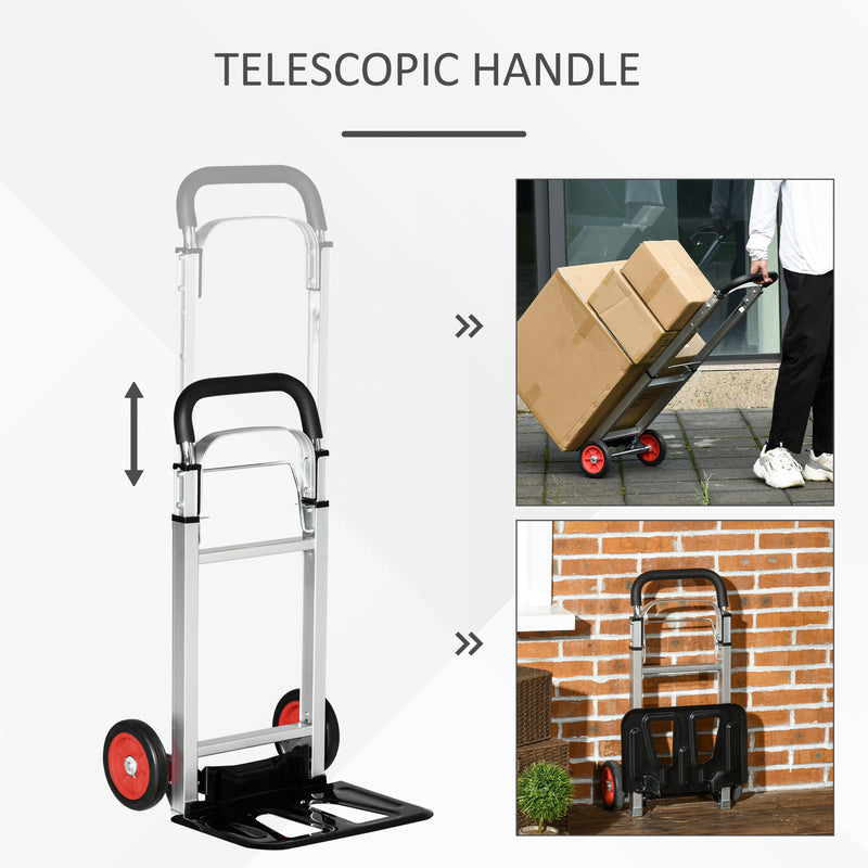 DURHAND Folding Trolley on Wheel Hand Truck w/ Extended Handle for Moving Travel