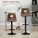 HOMCOM Retro Bar Stools Set of 2 Adjustable Height Swivel Leather-Like Brown