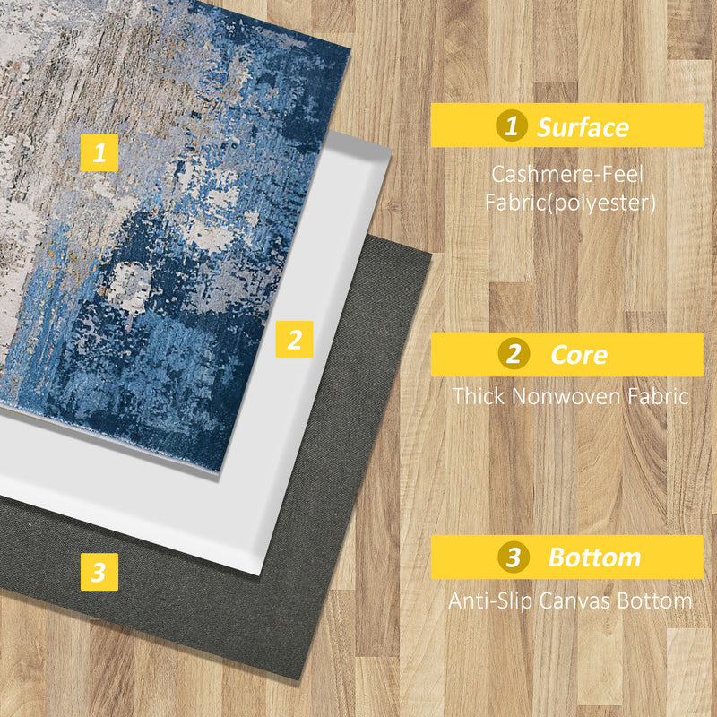 HOMCOM Blue Large Area Rug, Render Carpet for Living Room Bedroom, 160x200cm