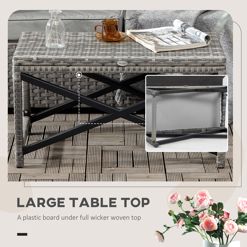 Outsunny PE Wicker Outdoor Coffee Table, Rattan Side Table w/ Plastic Board