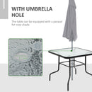 Outsunny 5 Piece Garden Dining Furniture Set w/ 4 Folding Chairs & Parasol Hole