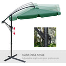 Outsunny 2.7m Garden Cantilever Banana Parasol Sun Shade w/ Crank, Green