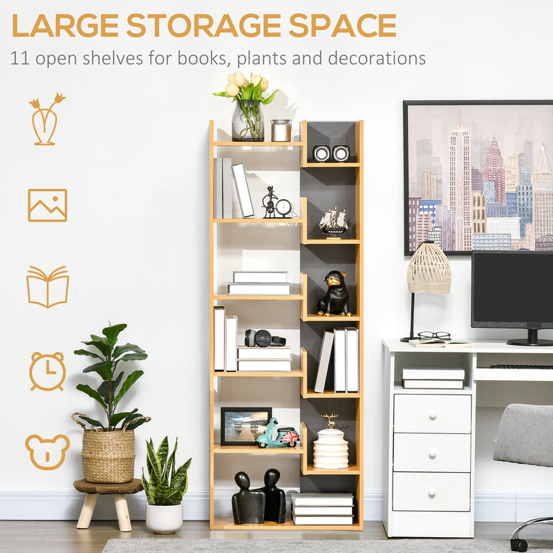 HOMCOM 6-Tier Bookshelf Freestanding Decorative Storage Shelves for Home Natural