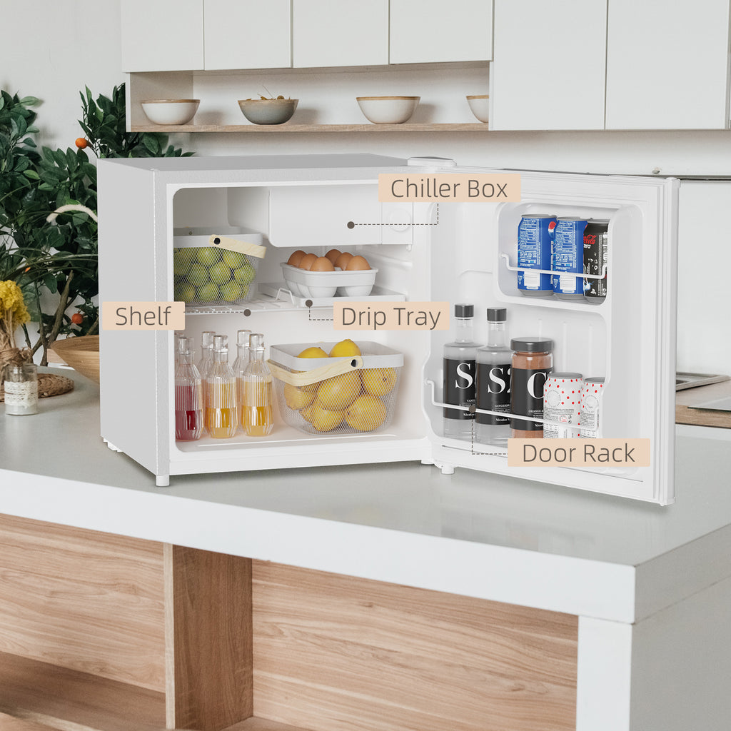 Top Loading Small Fridge HOMCOM 46L Counter Top Fridge With Chiller Box Mini Fridge For Bedroom