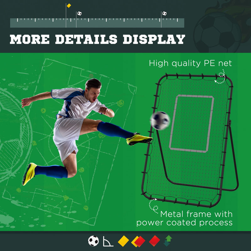 HOMCOM Foldable Football Rebounder Net Adjustable Angles with Target Zone, Black