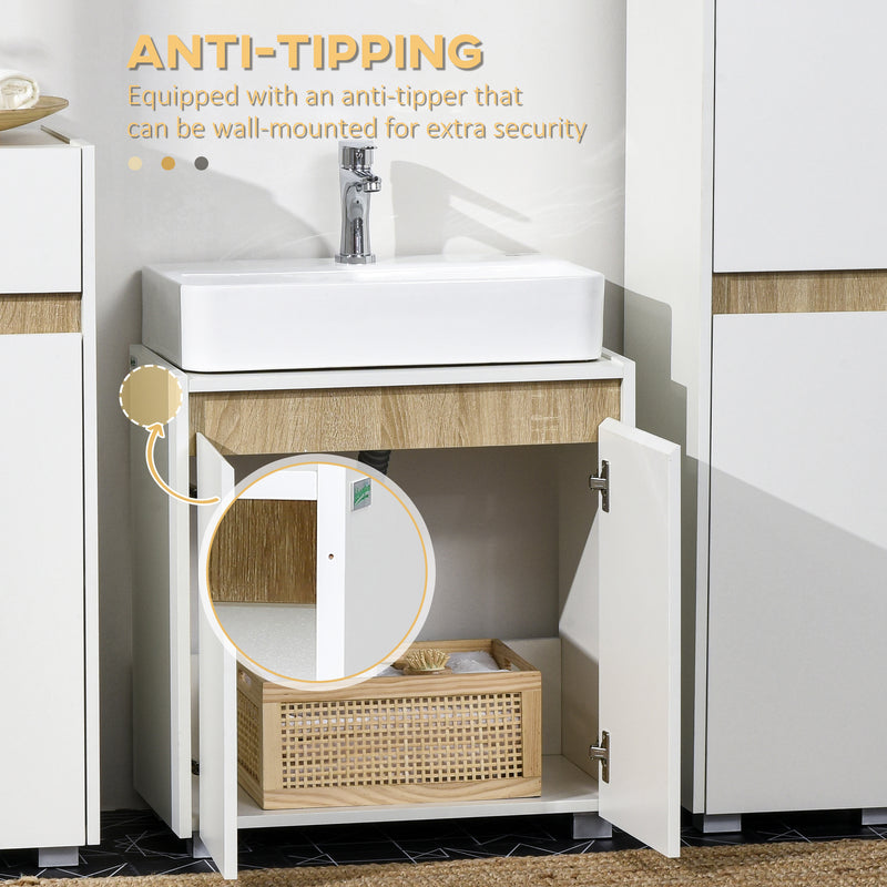 kleankin Modern Bathroom Sink Cabinet, Floor Standing Under Sink Cabinet White