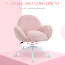 HOMCOM Fluffy Leisure Chair Office Chair with Backrest Armrest Wheels Pink
