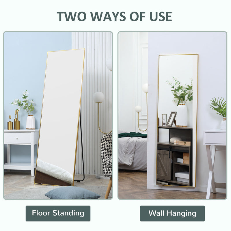 HOMCOM Full Length Mirror Dressing Mirror Wall-Mounted Entryway Gold Frame
