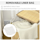 HOMCOM 100L Bamboo Laundry Basket w/ 2 Compartments Washing Baskets Natural
