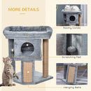 PawHut Cat Tree Activity Centre W/ Scratching Pad, Toy Ball, Cat House - Grey