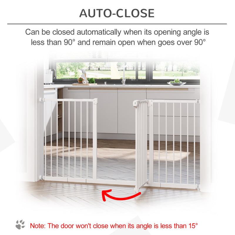 PawHut Adjustable Safety Gate w/ 3 Extensions and Four Adjustable Screws, White