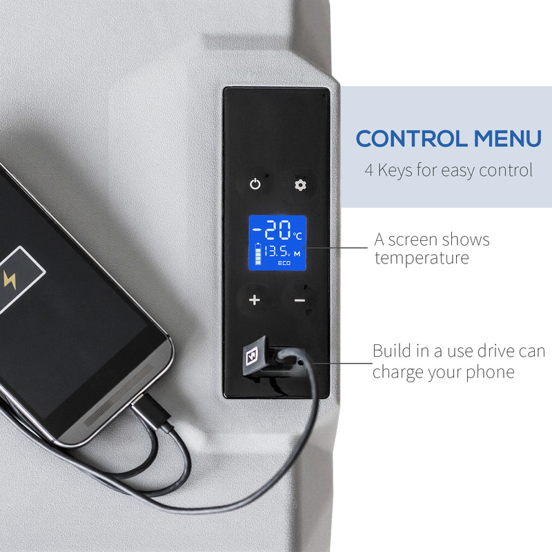HOMCOM Car Refrigerator, Portable 12/24V 50L Fridge Freezer, Down to -20?