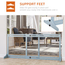 PawHut Adjustable Wooden Pet Gate Freestanding Dog Barrier for Doorway, Grey