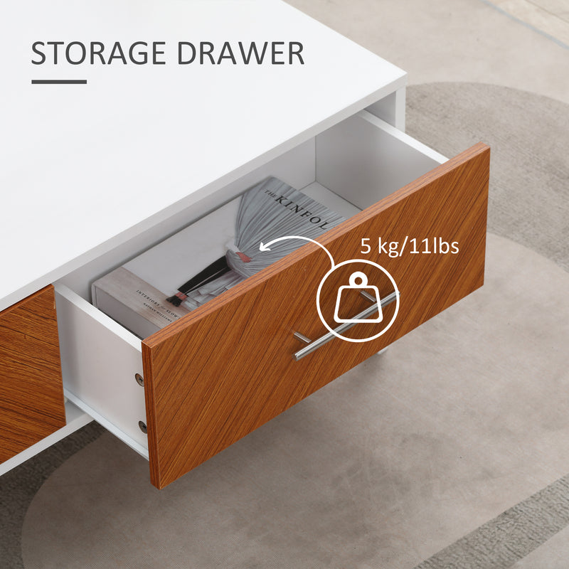 HOMCOM Coffee Table Sofaside Table with Drawers and Open Shelf for Living Room