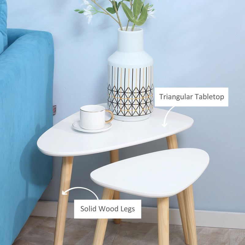 HOMCOM Side Table Set of 2, Modern End Coffee Bedside Tables White Natural