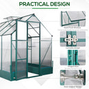 Outsunny Walk-in Greenhouse Garden Polycarbonate Aluminium w/ Smart Window 6x8ft