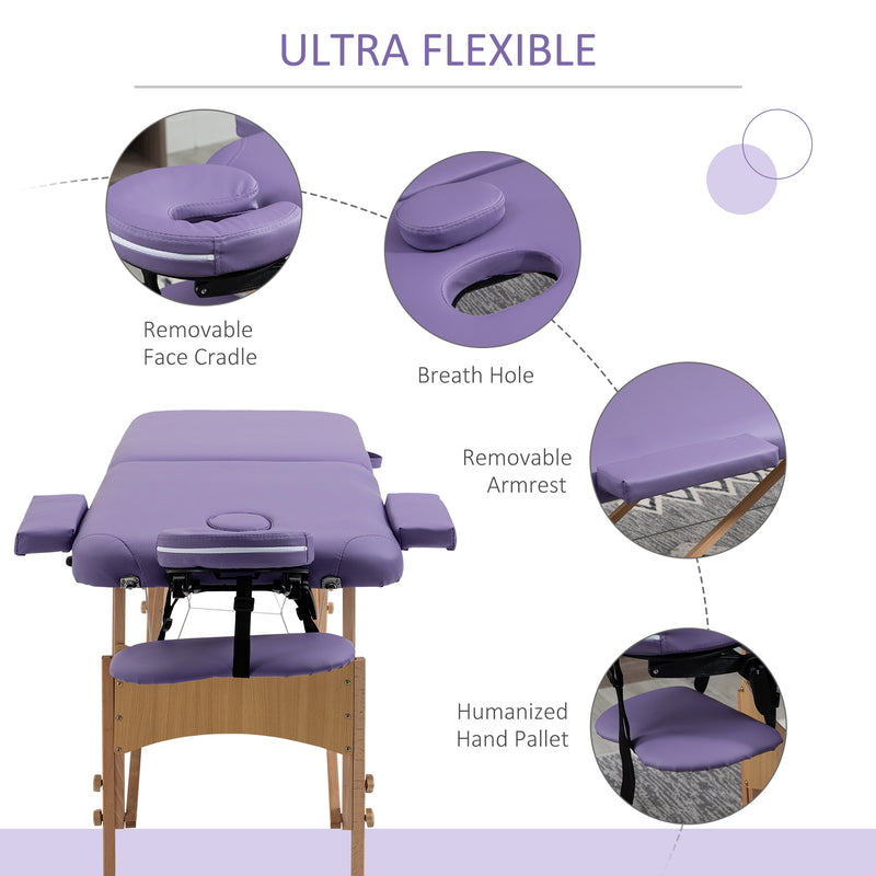 HOMCOM Salon Portable Folding Massage Table Bed Tattoo Therapy  Couch 2 Section